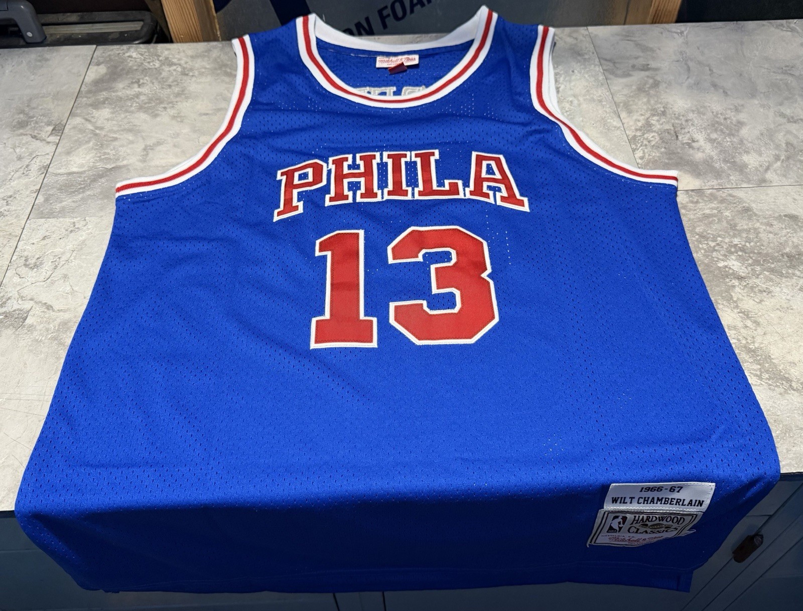 NWT Mitchell & Ness Wilt Chamberlain Philadelphia Sixers 76ers Jersey Size M