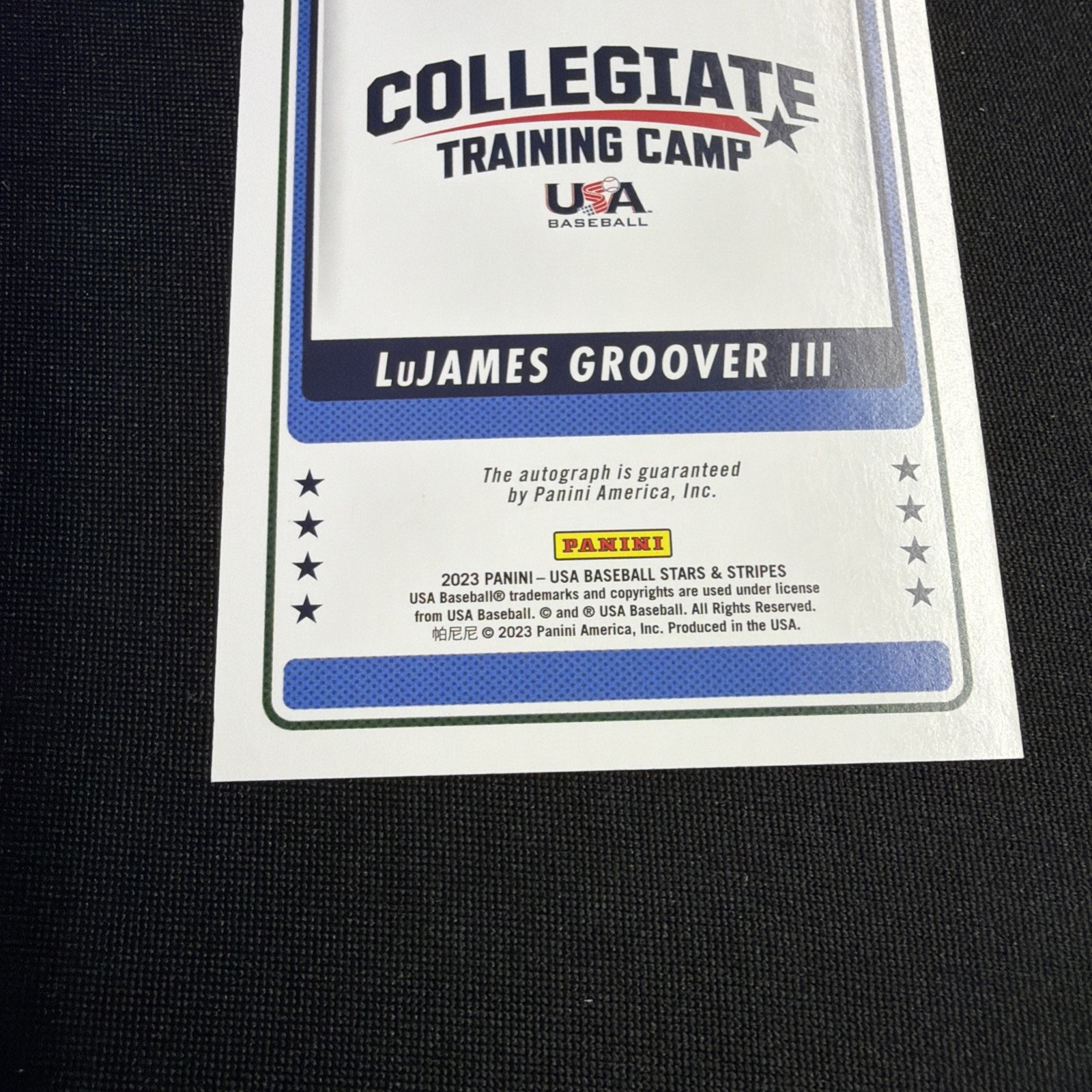 2023 USA Stars & Stripes LUJAMES GROOVER III RC AUTO RED INK AUTOGRAPH