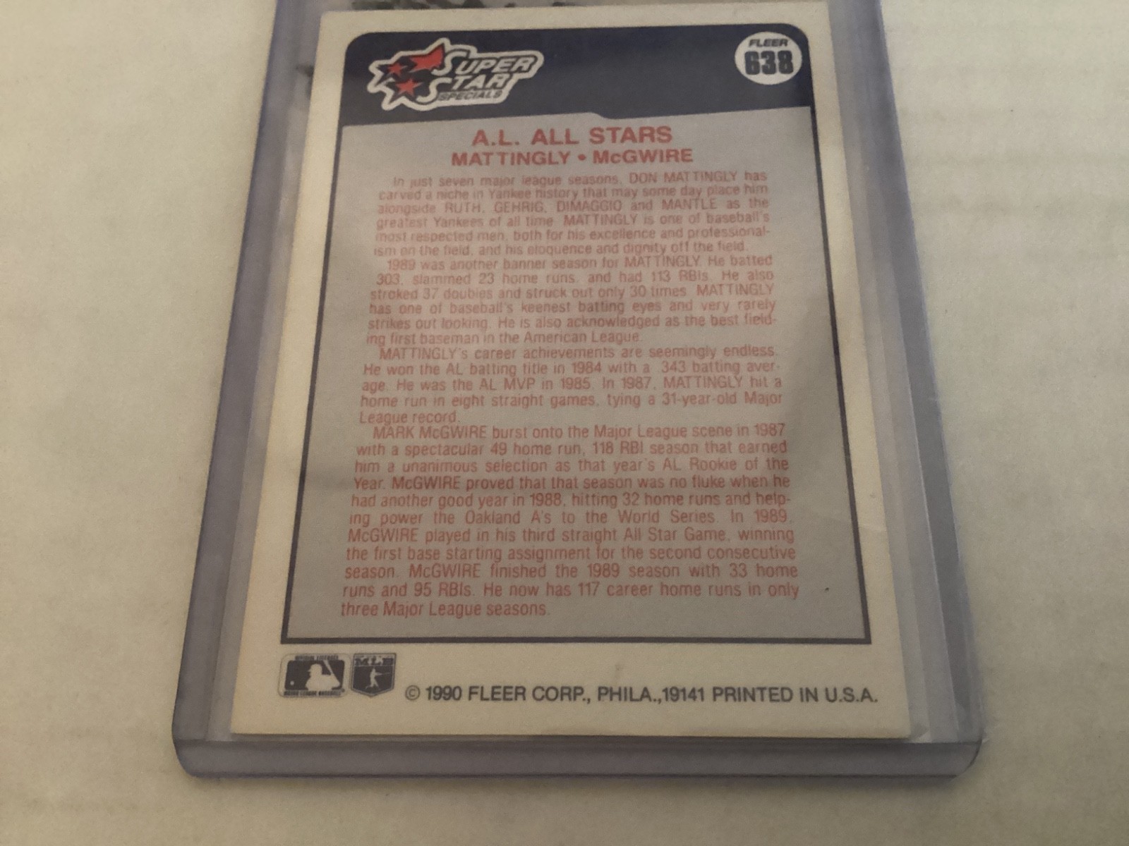 DON MATTINGLY ,1990 Fleer, Card #638, ✒️🥎 AUTOGRAPHED 🥎🖋️ !!