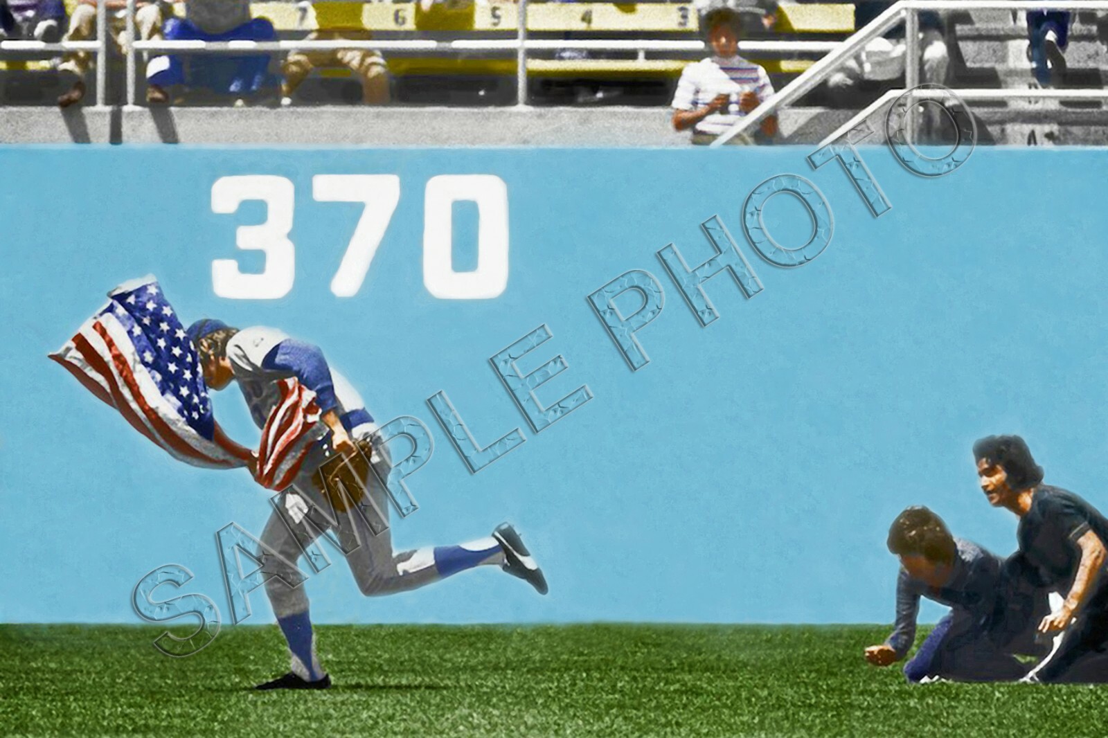 RICK MONDAY 1976 CHICAGO CUBS SAVES BURNING USA FLAG DODGER STADIUM 20×30 PHOTO