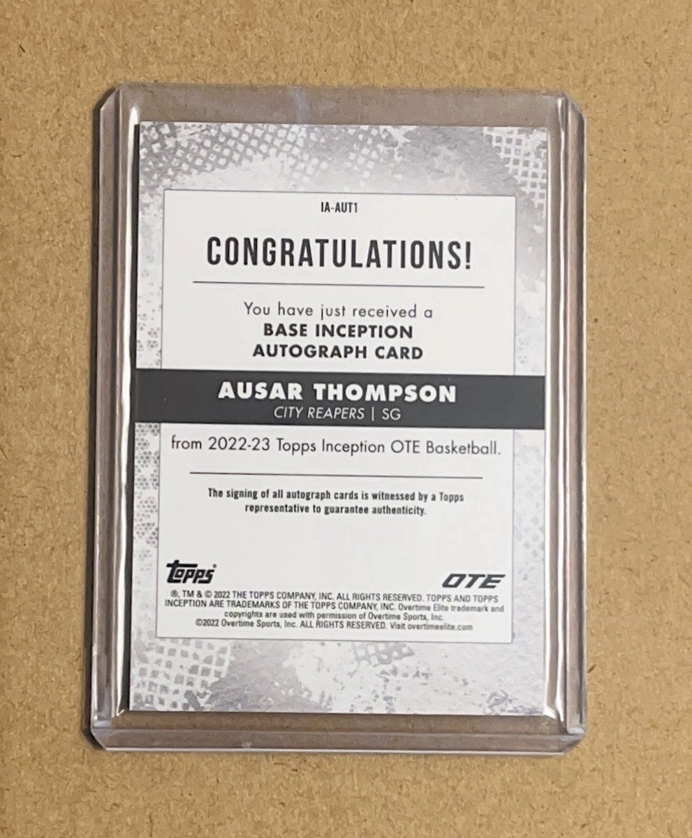 Topps 2022-23 Inception OTE Ausar Thompson Auto City Reapers IA-AUT1 /199