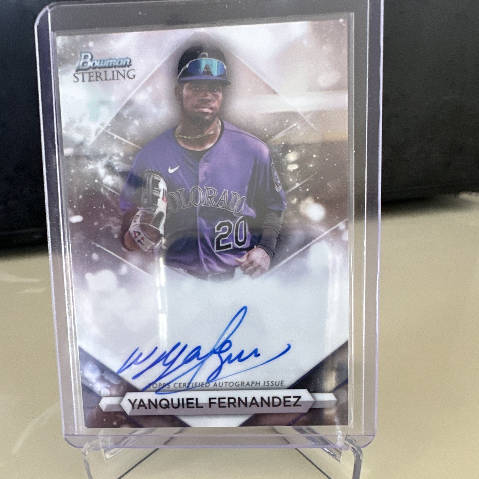 Topps 2023 Bowman Sterling Prospect Autographs Yanquiel Fernandez #PA-YF Rockies