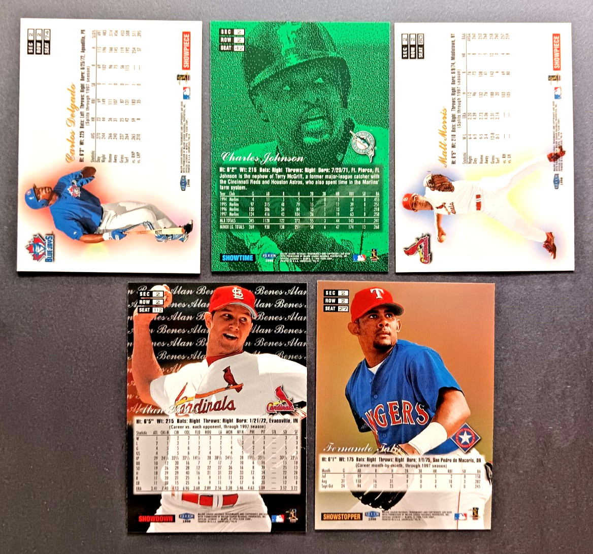 1998 Flair Showcase Baseball 11 Card Lot Row 0 1 2 3 See List in Description
