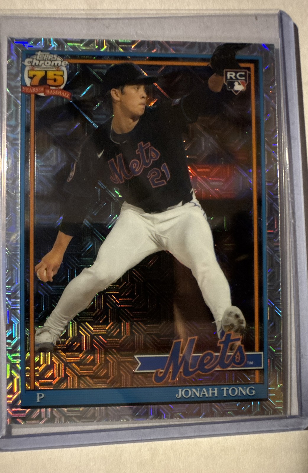 2026 Topps Series 1 Jonah Tong RC 1991 Topps Chrome Silver Pack Mojo #91C-34