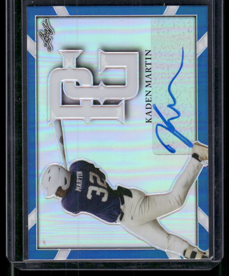 2021 Leaf Perfect Game Metal Autographs Blue Prismatic #BA-KM1 Kaden Martin #/15