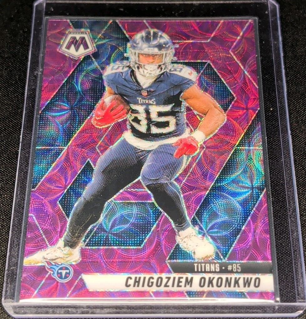 2025 Panini Mosaic #115 Chigoziem Okonkwo Purple Scope Prizm Tennessee Titans