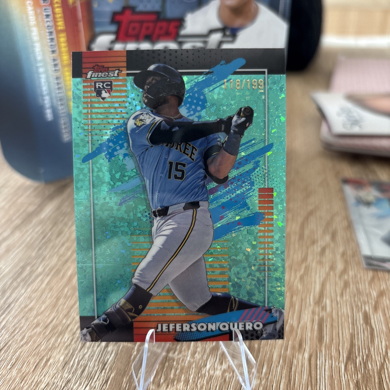 2026 TOPPS FINEST JEFERSON QUERO RC Aqua Mini Diamond /199 Uncommon Brewers