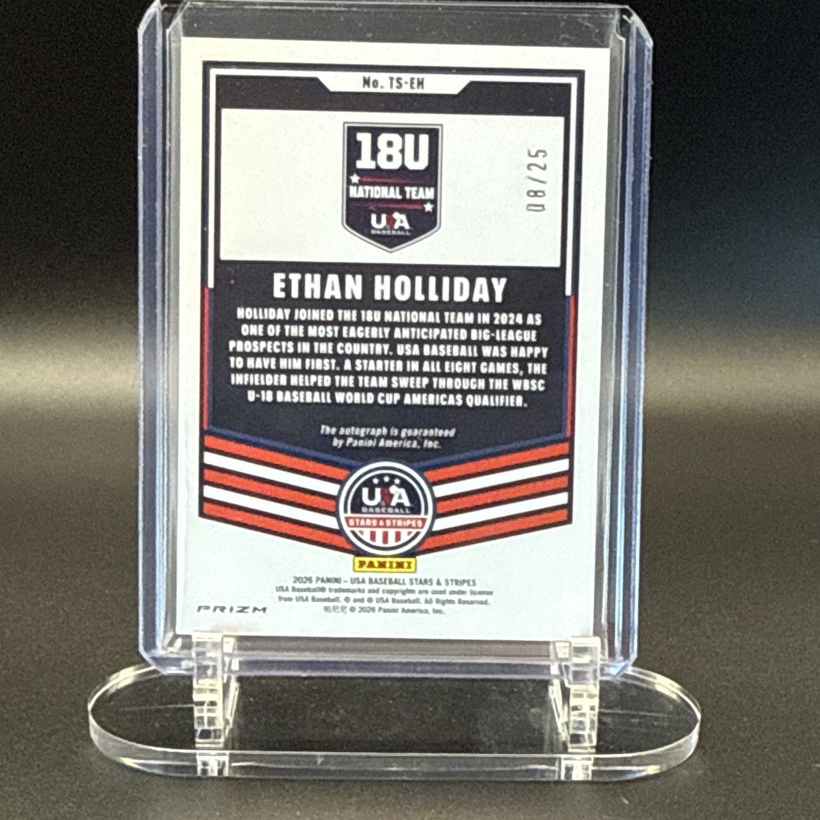 Panini 2025 USA Stars & Stripes Ethan Holliday 18U Auto #TS-EH 08/25