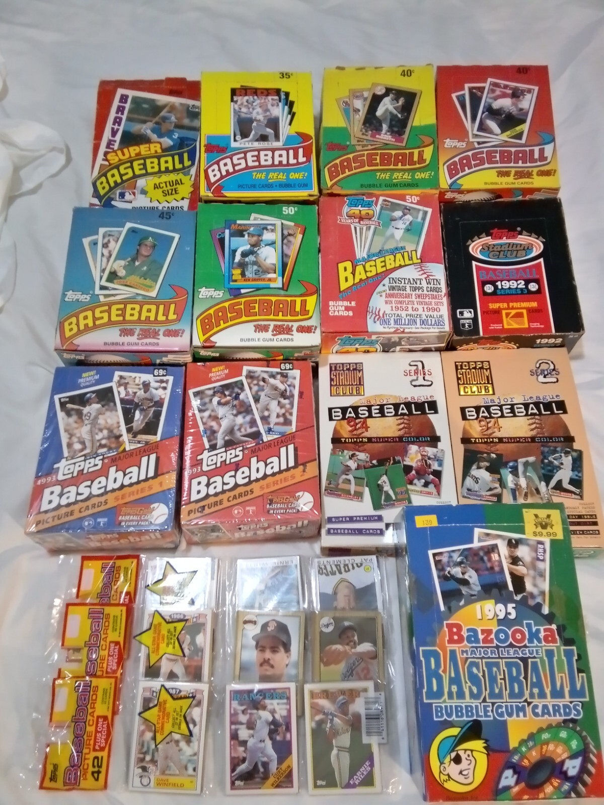 1984-1995 TOPPS BASEBALL CARDS 13 WAX PACKS PLUS 3 RAK PACKS GREAT COLLECTION