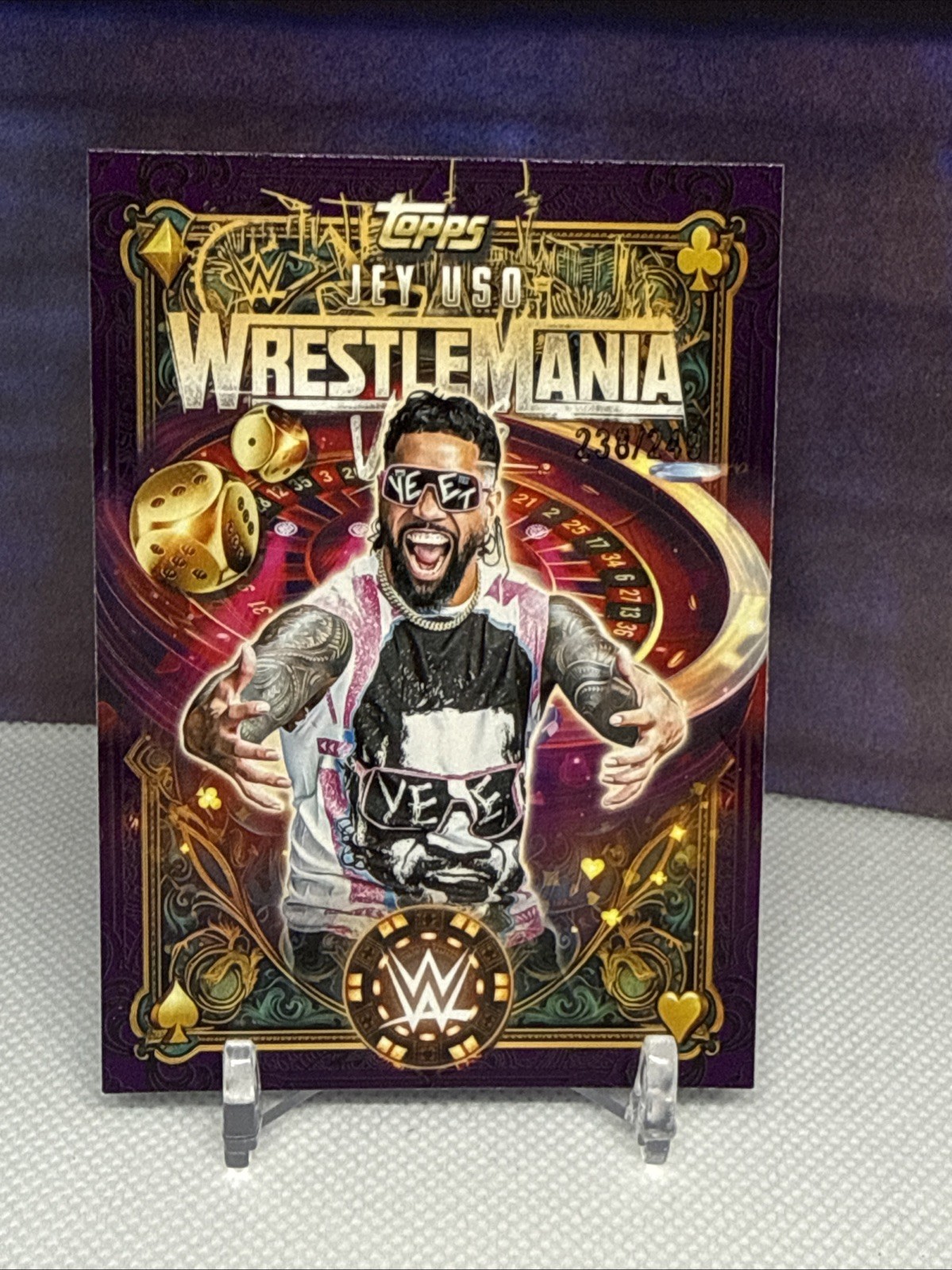 Jey Uso 2026 Topps WWE Wrestlemania 42 Las Vegas World Exclusive Purple /249 SSP