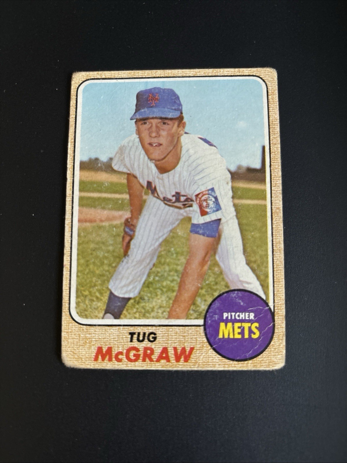 1968 Topps Tug McGraw #236, NY Mets. creased Card