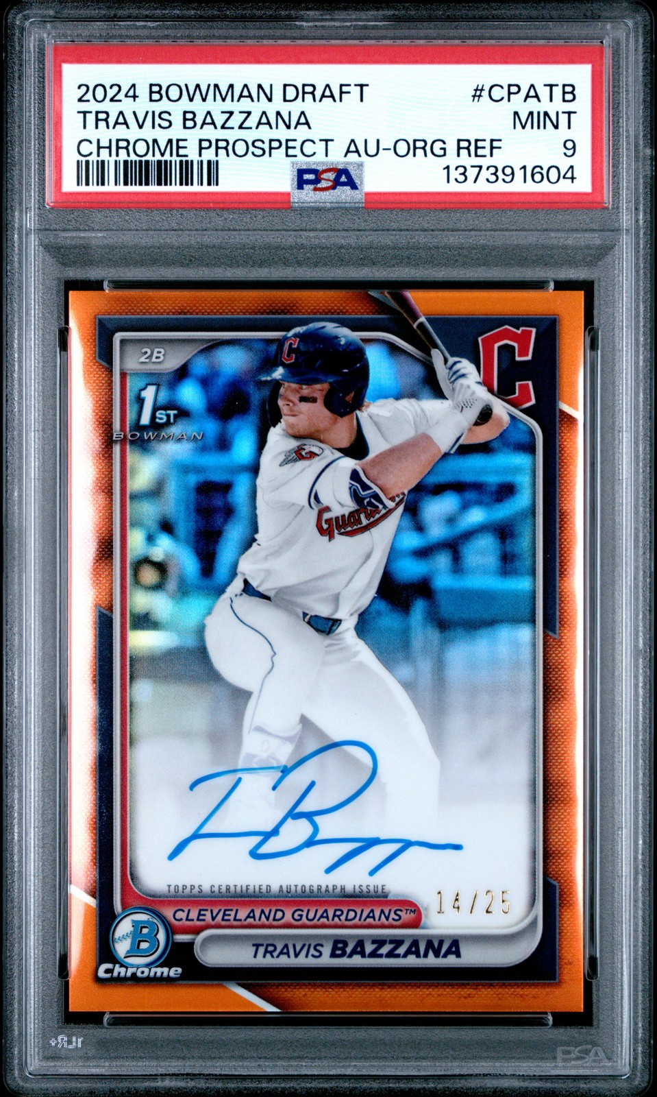 2024 BOWMAN DRAFT CHROME PRSPCT AUTOS #CPATB TRAVIS BAZZANA 14/25 PSA 9