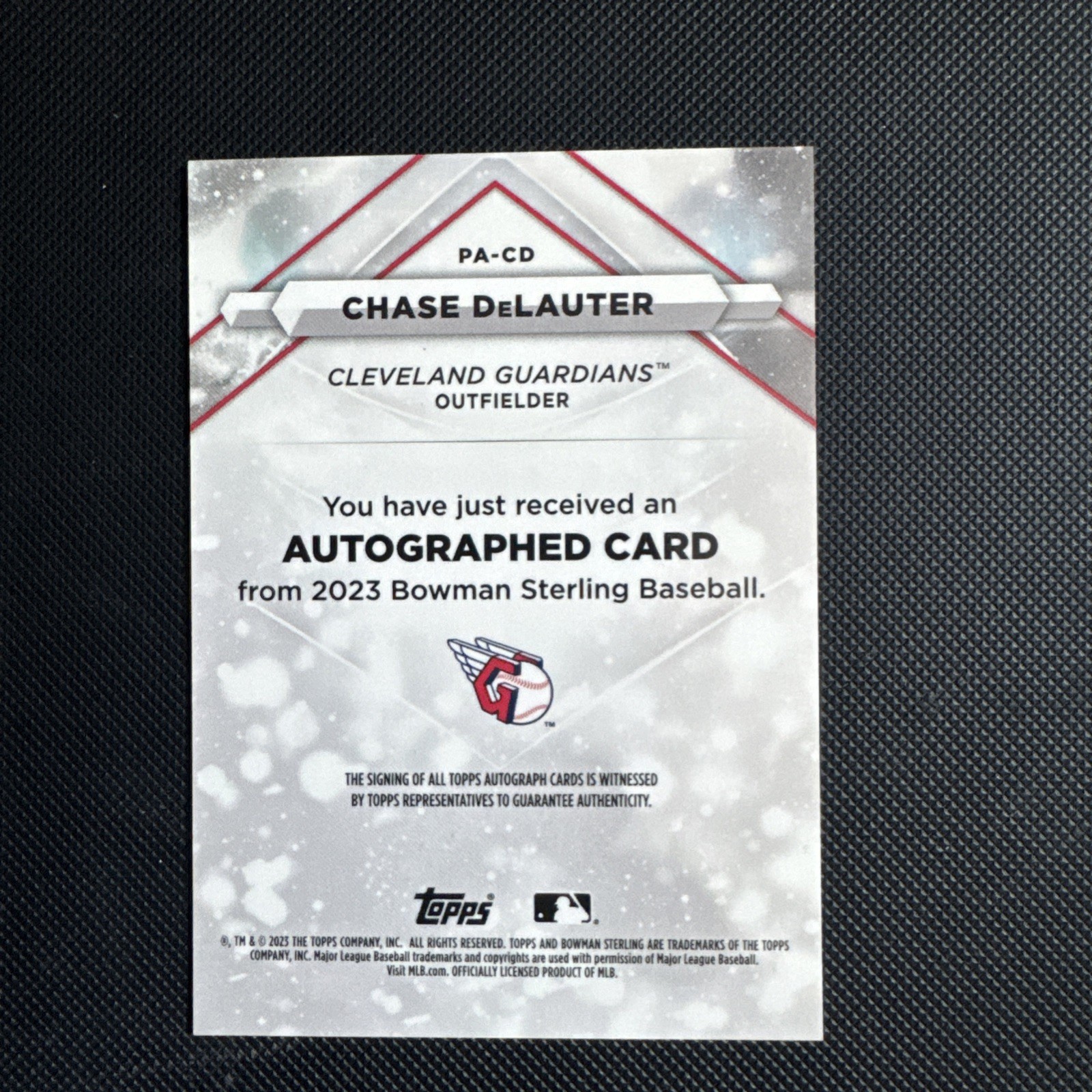2023 Bowman Sterling Chase DeLauter Auto Cleveland Guardians PA-CD
