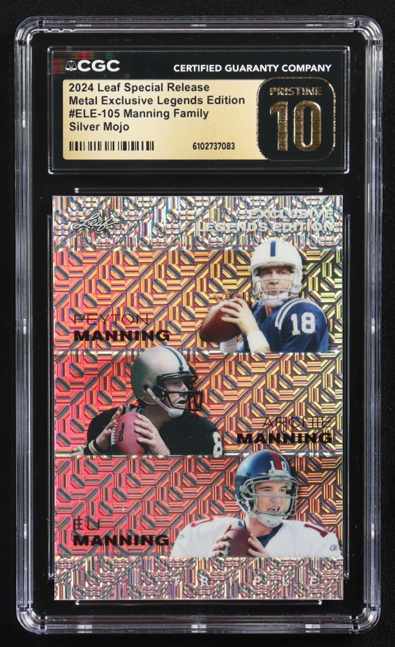 Archie Peyton Eli Manning 24 Leaf Metal Silver Mojo /25 CGC Black Label ELE-105