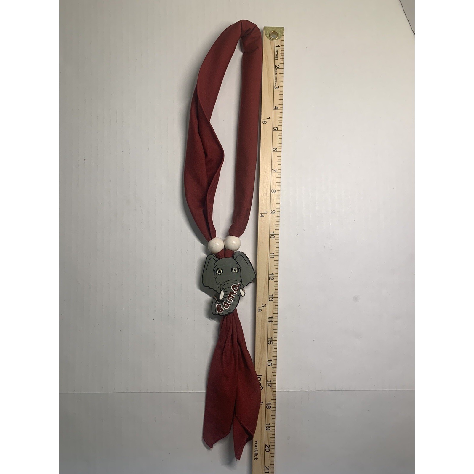Alabama Neck Scarf With Adjustable Hand Painted Bama Elephant Slide Artisan