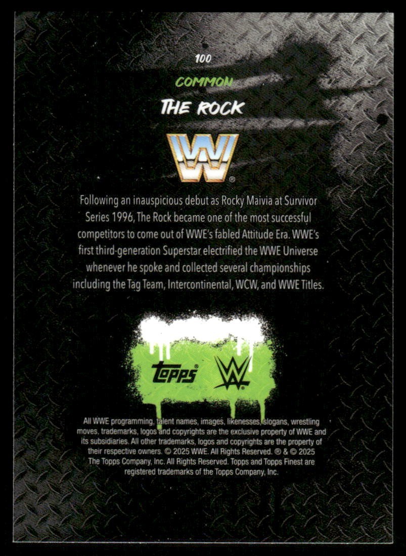 2025 Topps Finest WWE #100 The Rock wrestling card