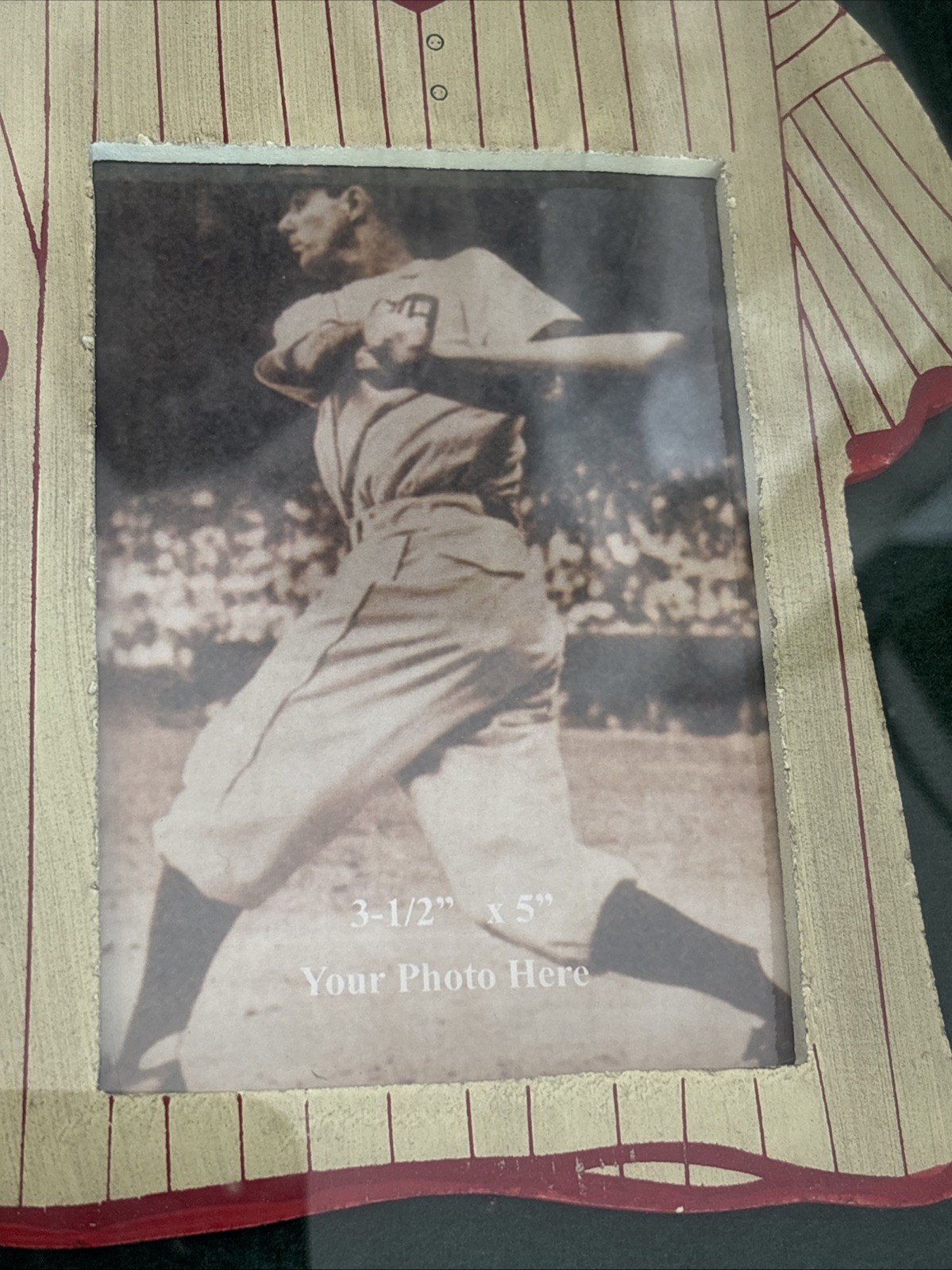 Vtg Babe Ruth “Add Your Photo” Baseball Shadow Box Framed 26.5×11.25×3.5in