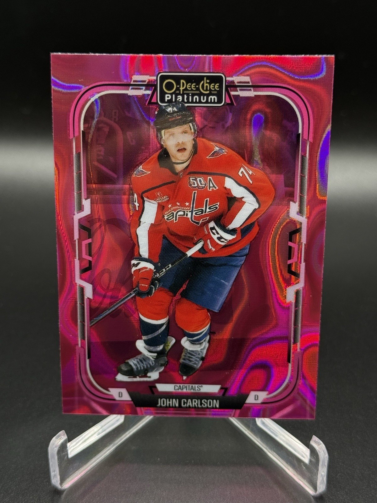 2025-26 UD O Pee Chee Platinum John Carlson #62 Pink Magma