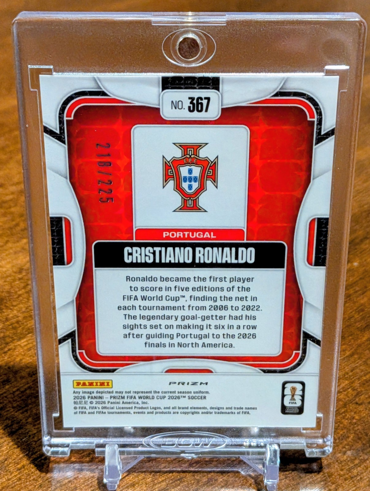 2026 Panini Prizm CRISTIANO RONALDO #367 Fluorescent Blue Wave /225 Portugal