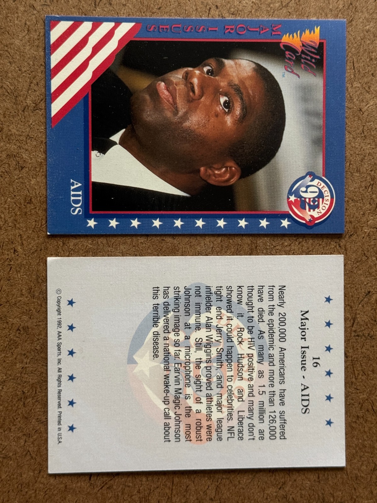 1992 Wild Card Decision #16 Earvin MAGIC Johnson HIV Lakers NBA Retirement AIDS