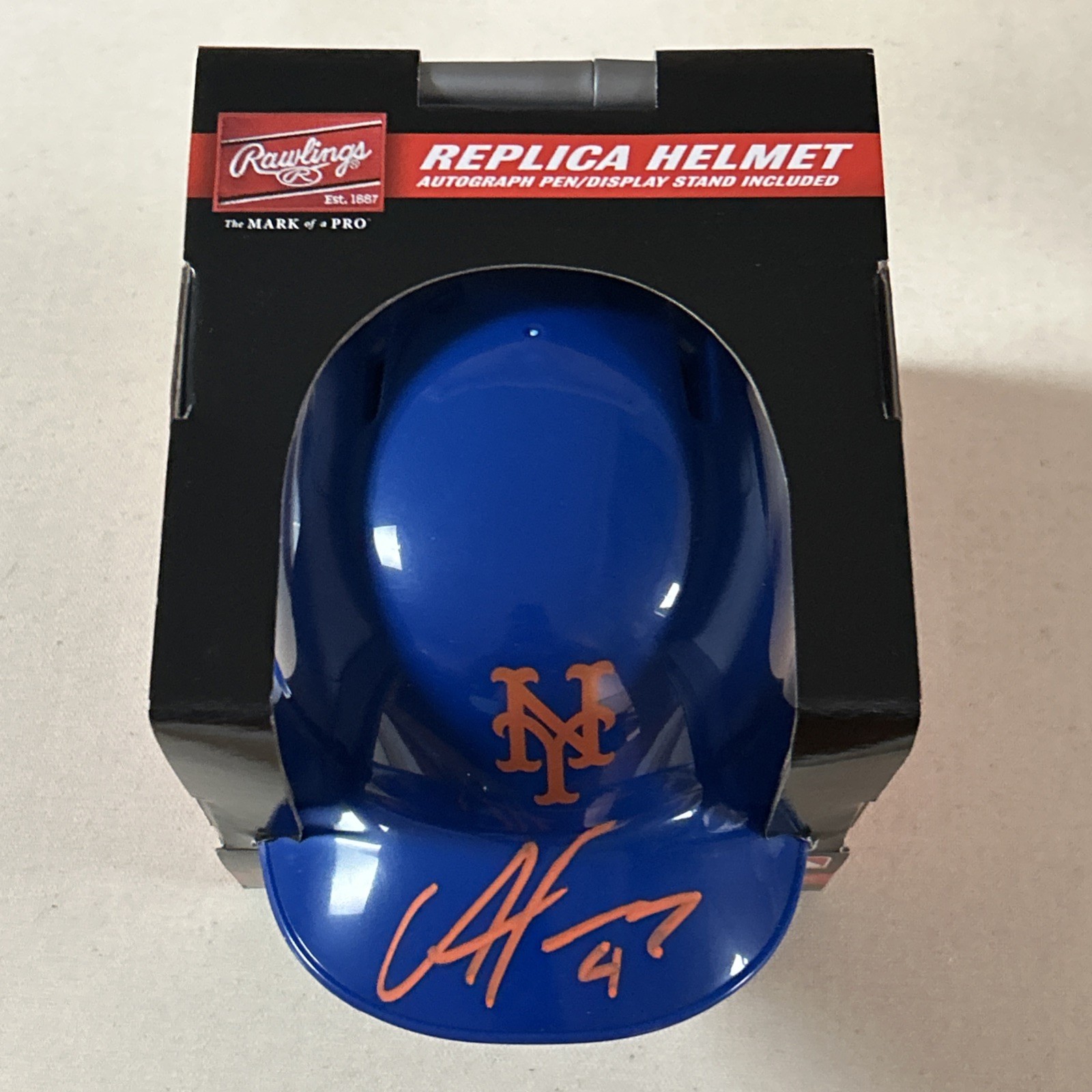 Francisco Alvarez “Alvy” Signed Mini Helmet JSA Cert Blue Cap With Orange Sig!