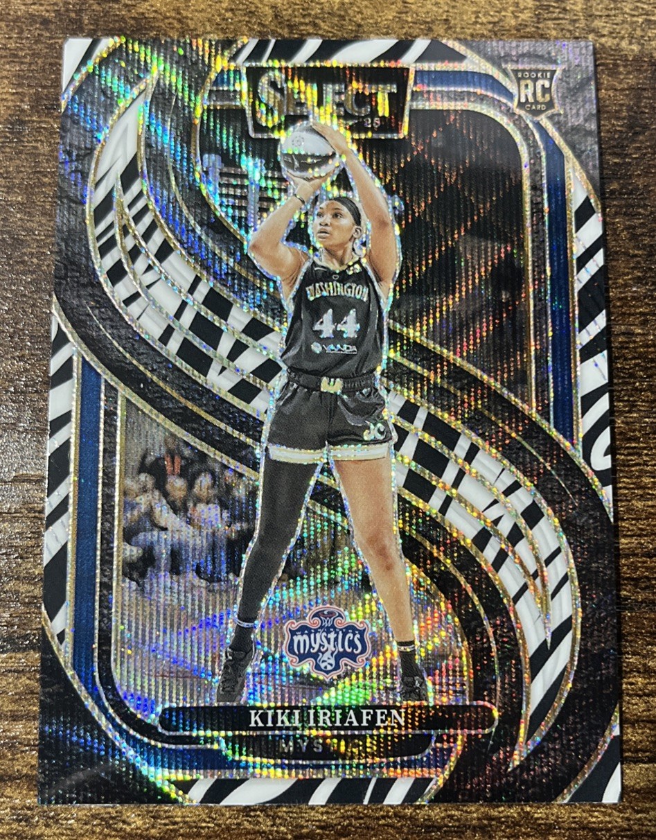 2025 Panini WNBA Select Kiki Iriafen Premier Zebra Prizms RC SSP Mystics