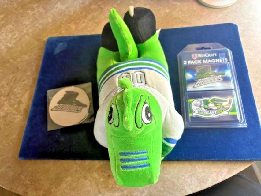 LOT (3) – ECHL Florida Everblades Hockey “Swampee” Mascot/Magnets/Hanging Tag