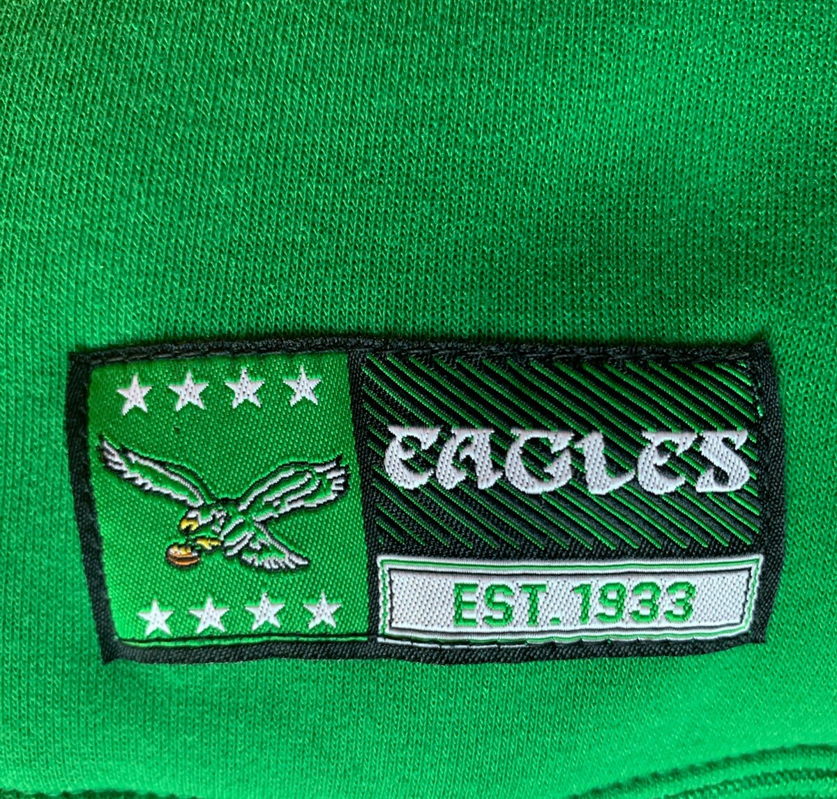 Philadelphia Eagles Retro KELLY GREEN NFL Sweatshirt Hoodie Zip Pockets-Mens L