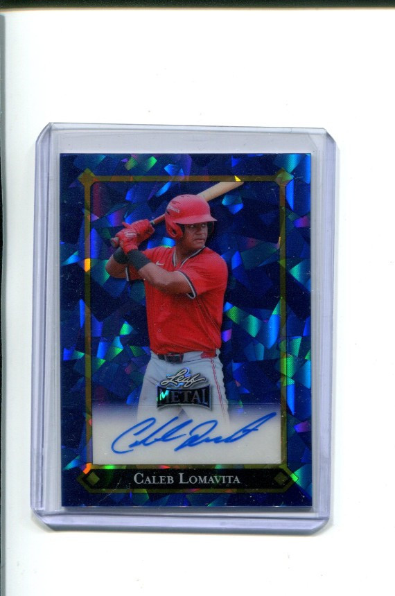 2025 Leaf Metal Baseball Autographs Blue Crystal Caleb Lomavita Rookie Auto 5/15