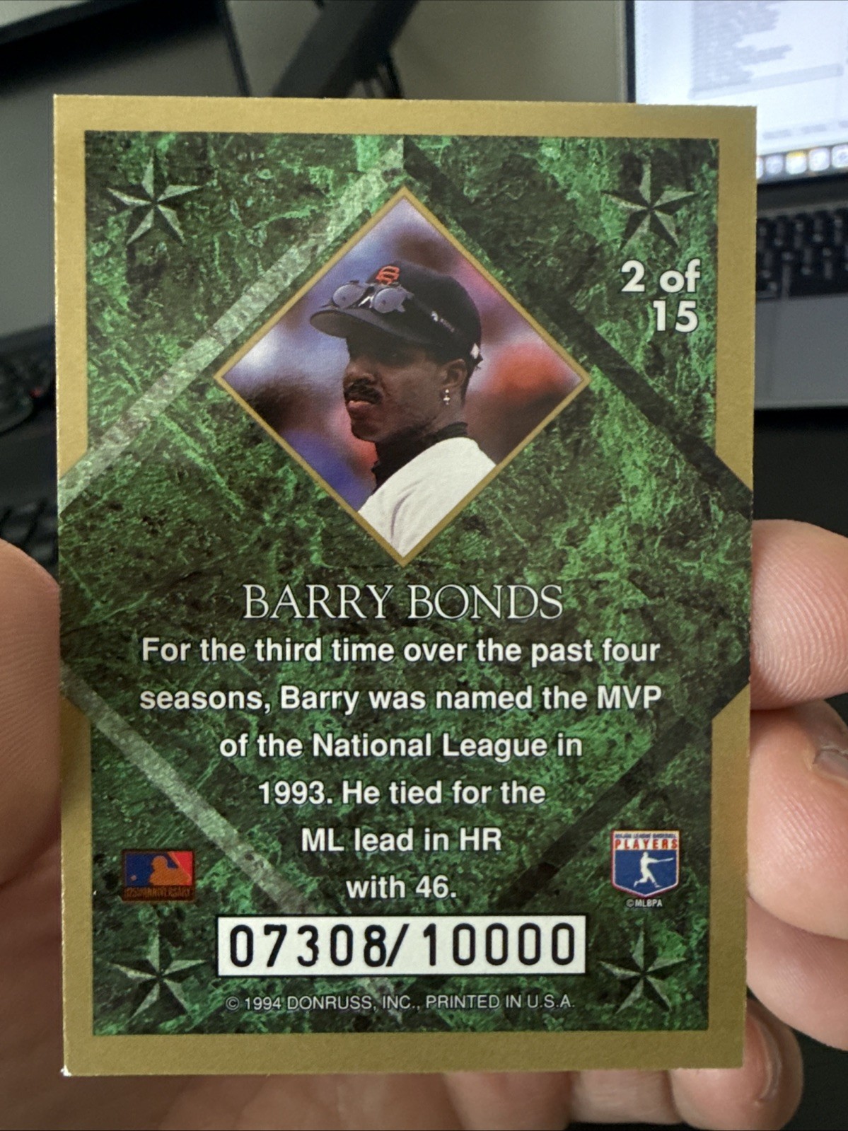 1994 Leaf – Gold Leaf Stars Barry Bonds #2 /10000