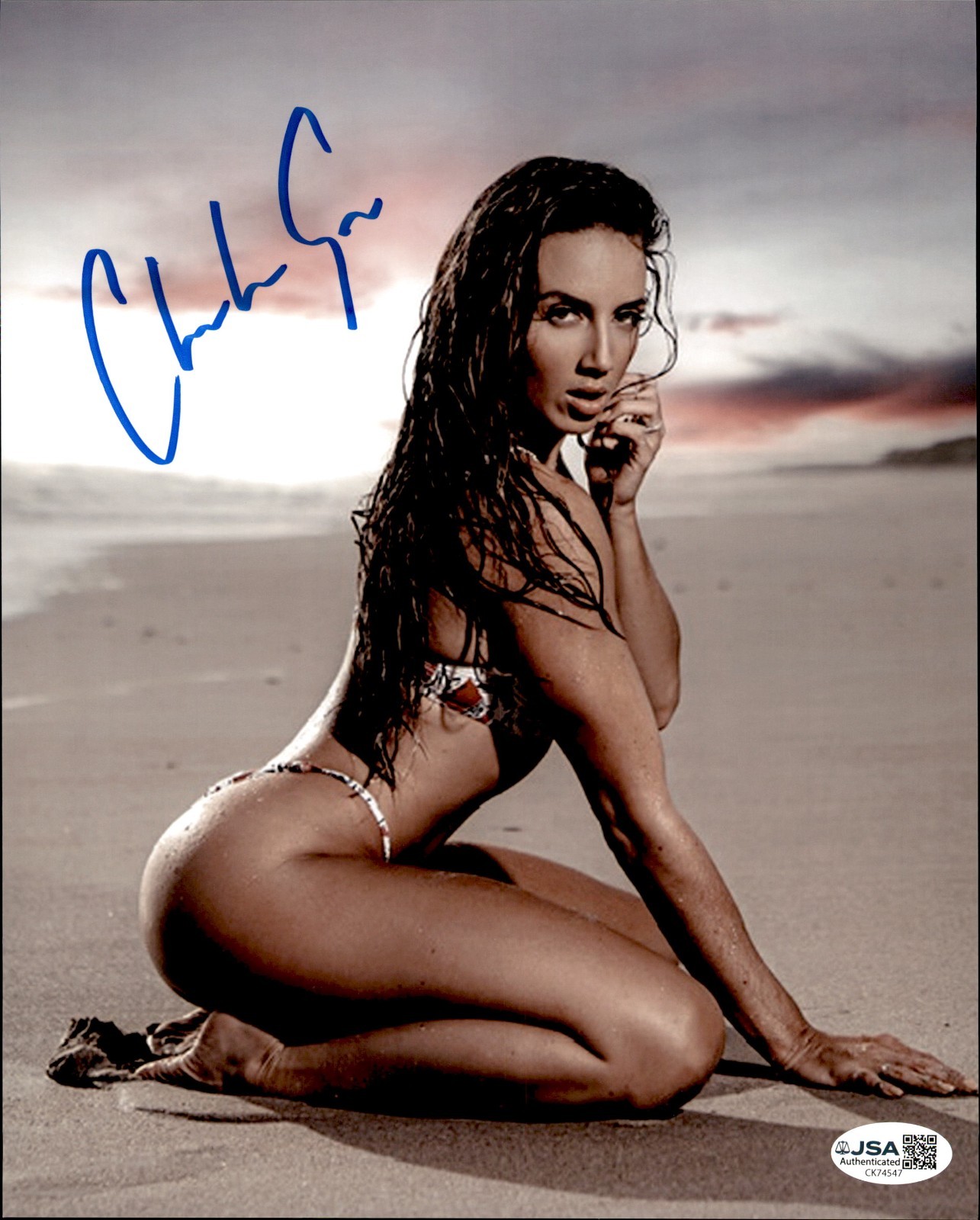 Chelsea Green Signed WWE NXT Beach 8×10 Photo #3 JSA COA