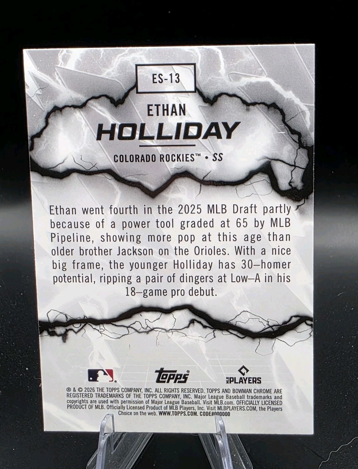 2026 Bowman Chrome Ethan Holliday Electric Sluggers Colorado Rockies #ES-13
