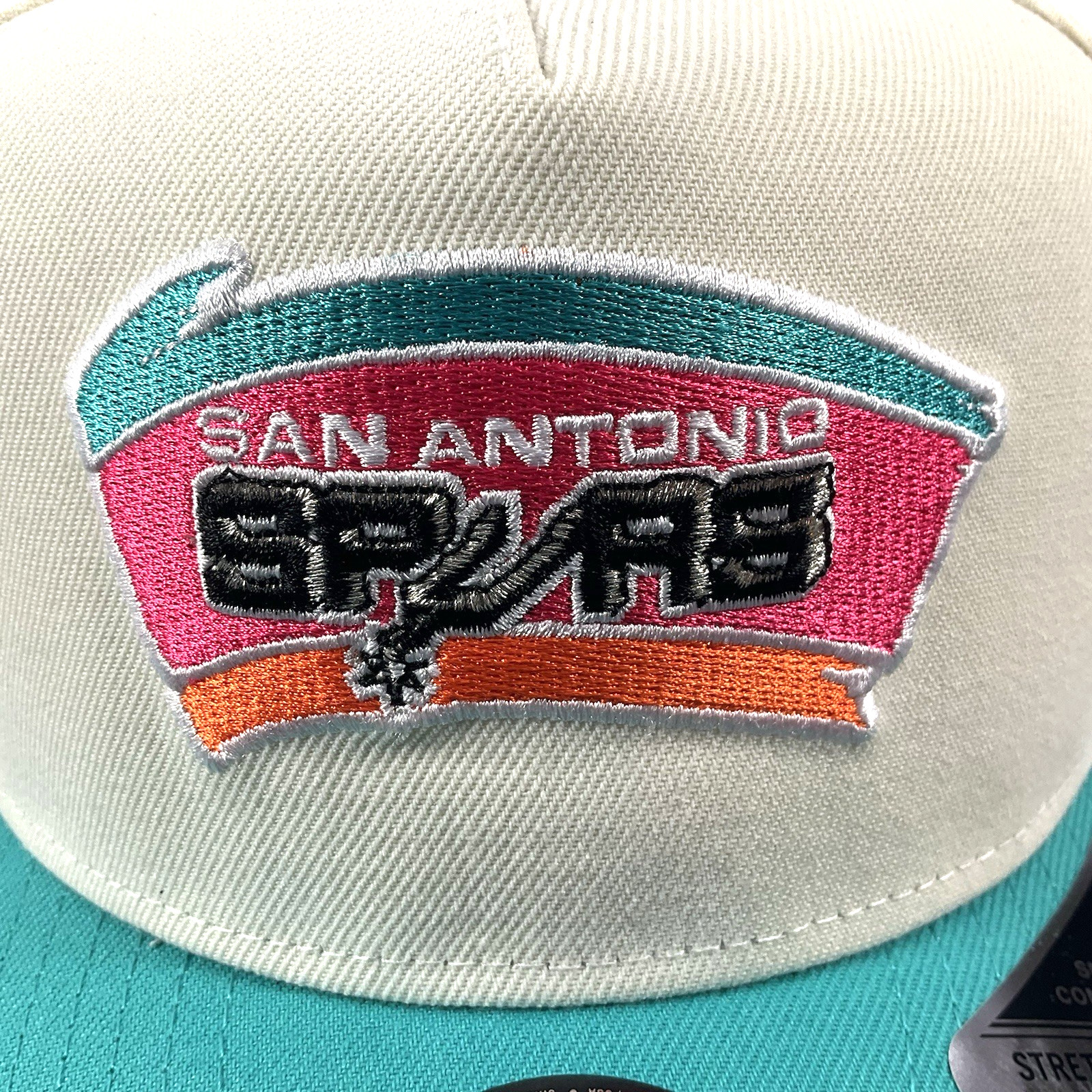 New Era San Antonio Spurs Exclusive Cream Teal 9FIFTY A-Frame Snapback Hat Cap