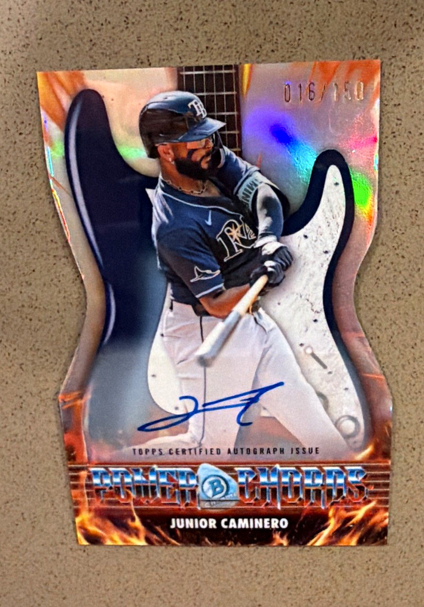 2026 Topps Bowman Chrome Junior Caminero Power Chords Auto /150 TB Rays #PC-23
