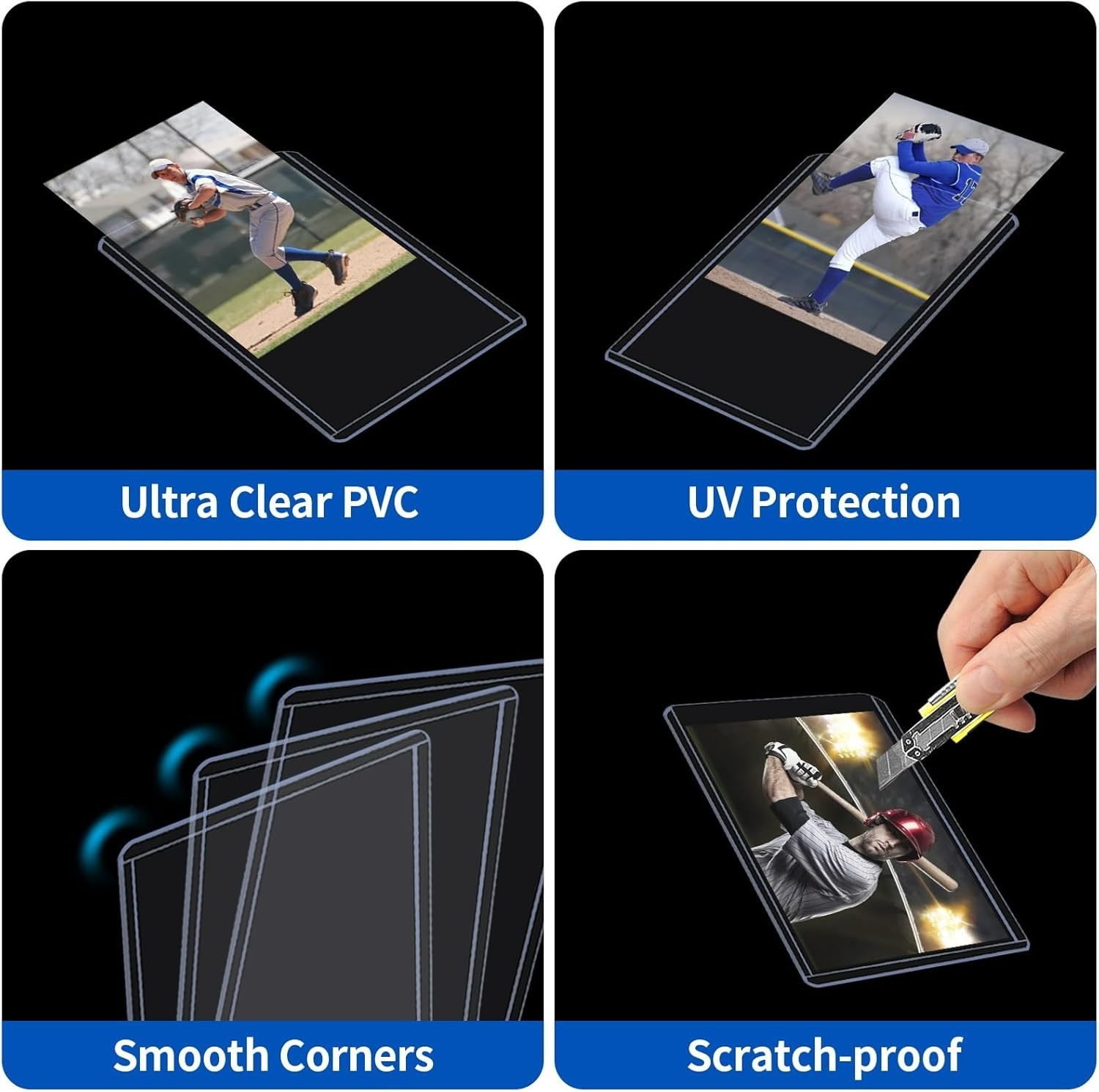 Trading Card Sleeves Hard Plastic Clear Case Holder Baseball Card Toploader