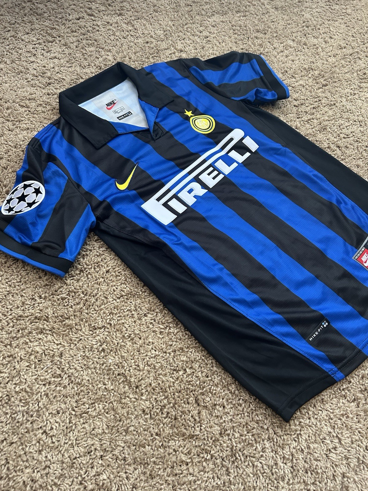 Inter Milan 98 99 Home Player Version Small Jersey Black/Blue Pirelli RETRO