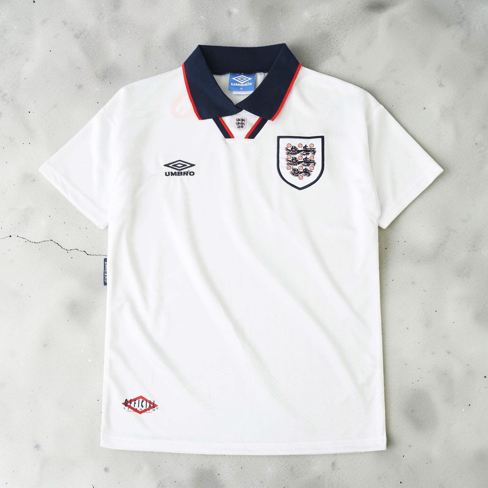 England 1995 Home Retro Soccer Jersey White Umbro Three Lions Football Shirt