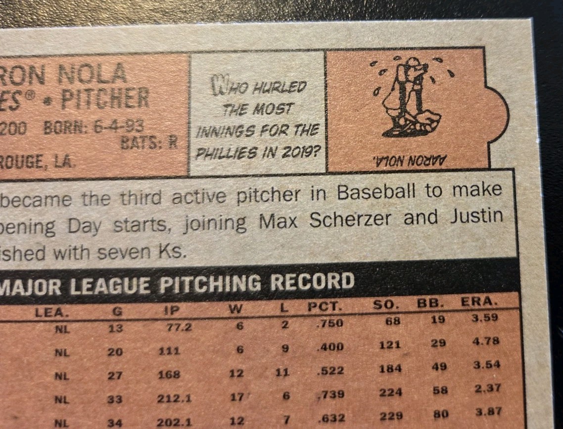 2021 Topps Heritage Baseball Aaron Nola #275 Philadelphia Phillies