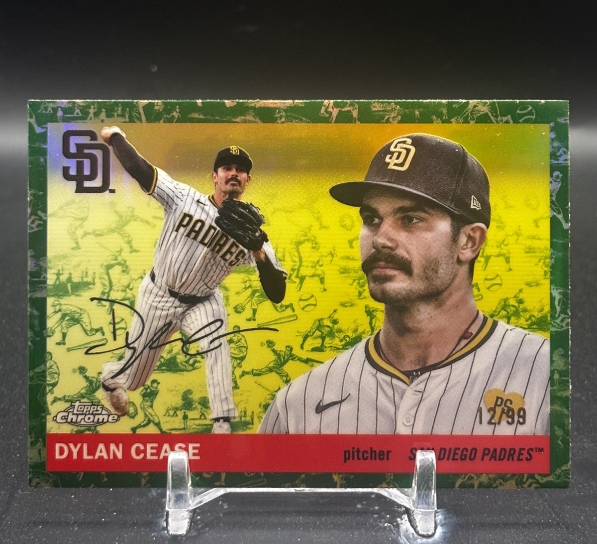 2025 Topps Chrome Platinum Anniversary Dylan Cease Green Toile Refractor /99