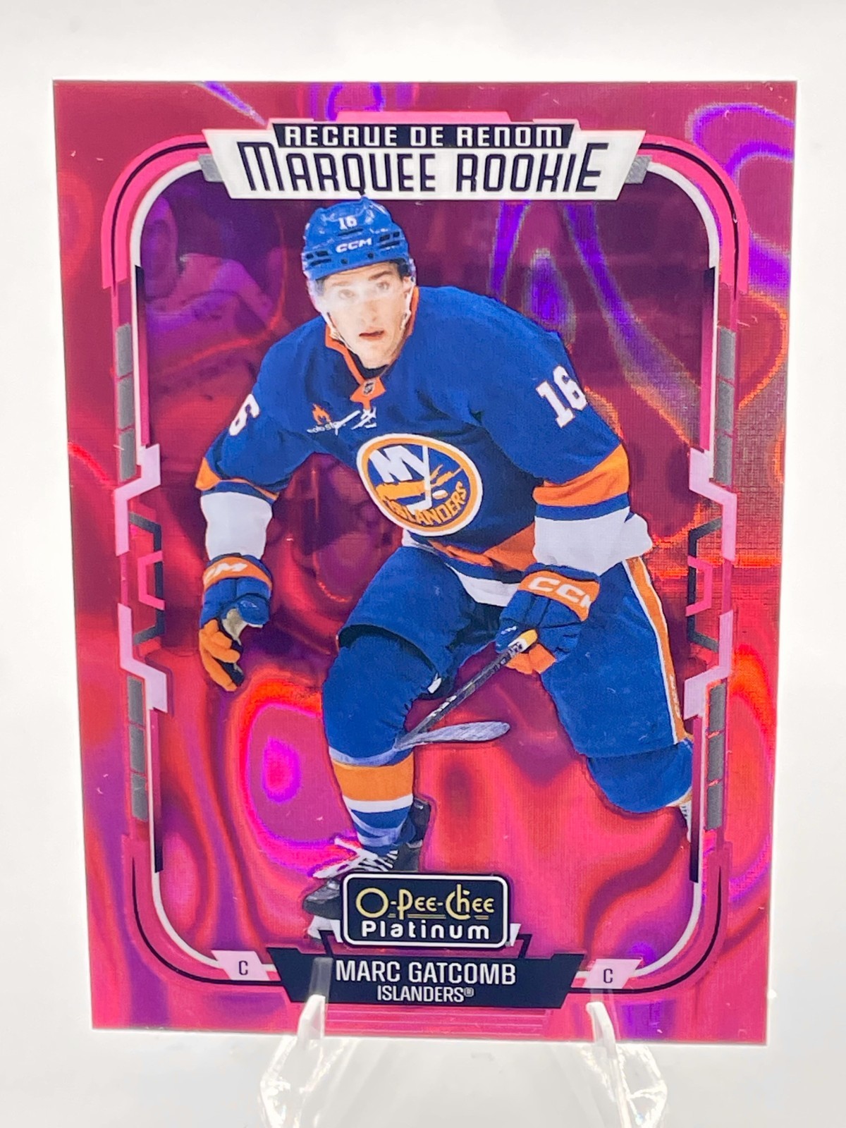 2025-26 UD OPC Platinum Pink Magma Marquee Rookie #237 Marc Gatcomb Islanders