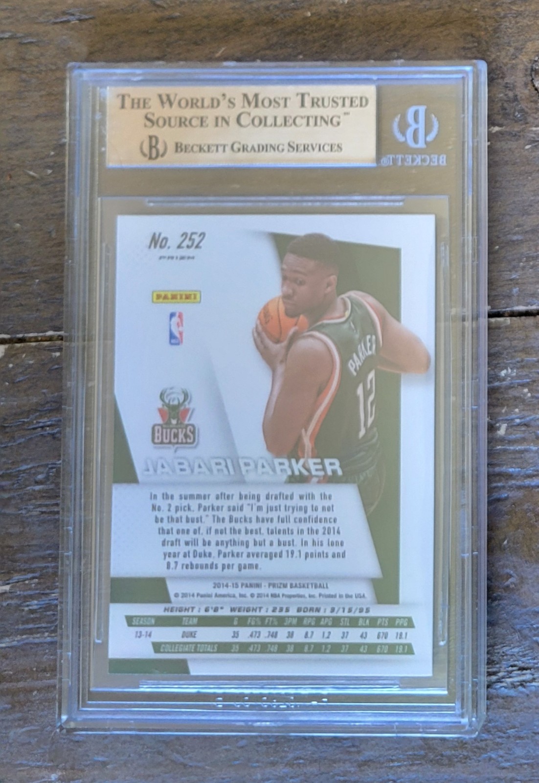 2014-15 Panini Prizm Silver Prizm Jabari Parker #252 BGS 9.5 GEM MINT +subgrades