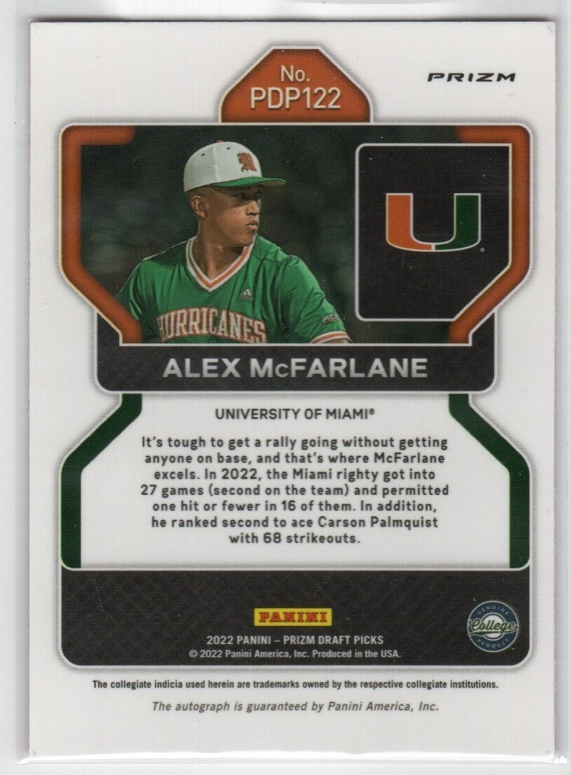 ALEX MCFARLANE 2022 PANINI PRIZM DRAFT NEON PINK VELOCITY PRIZM PHILLIES $1.99 R