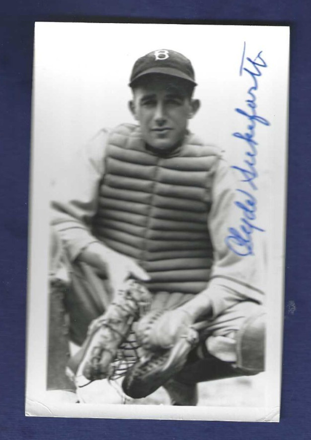 Clyde Sukeforth Autographed George Brace Postcard Photo Brooklyn Dodger Baseball