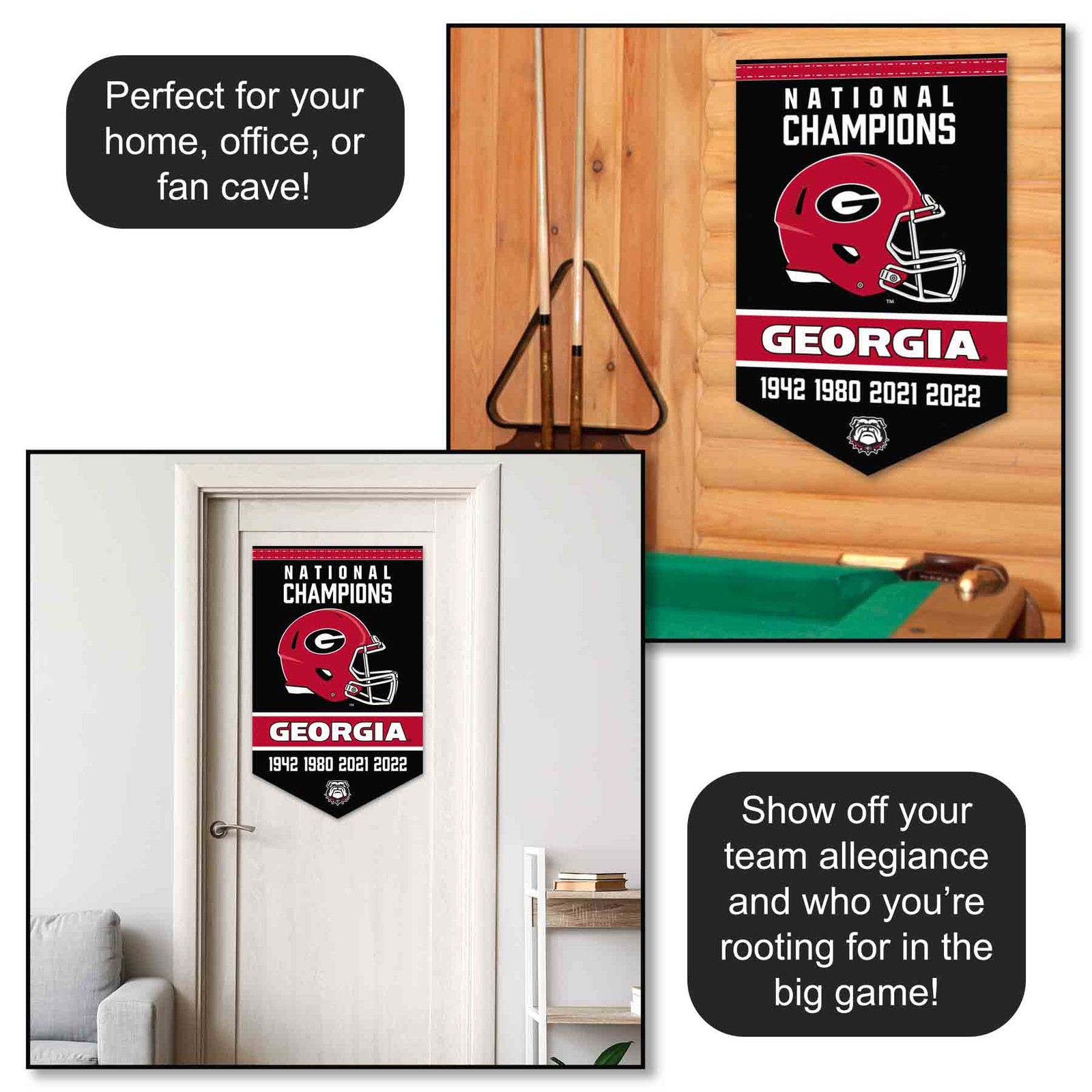 Georgia Bulldogs 4 Time Football National Champions Banner Flag