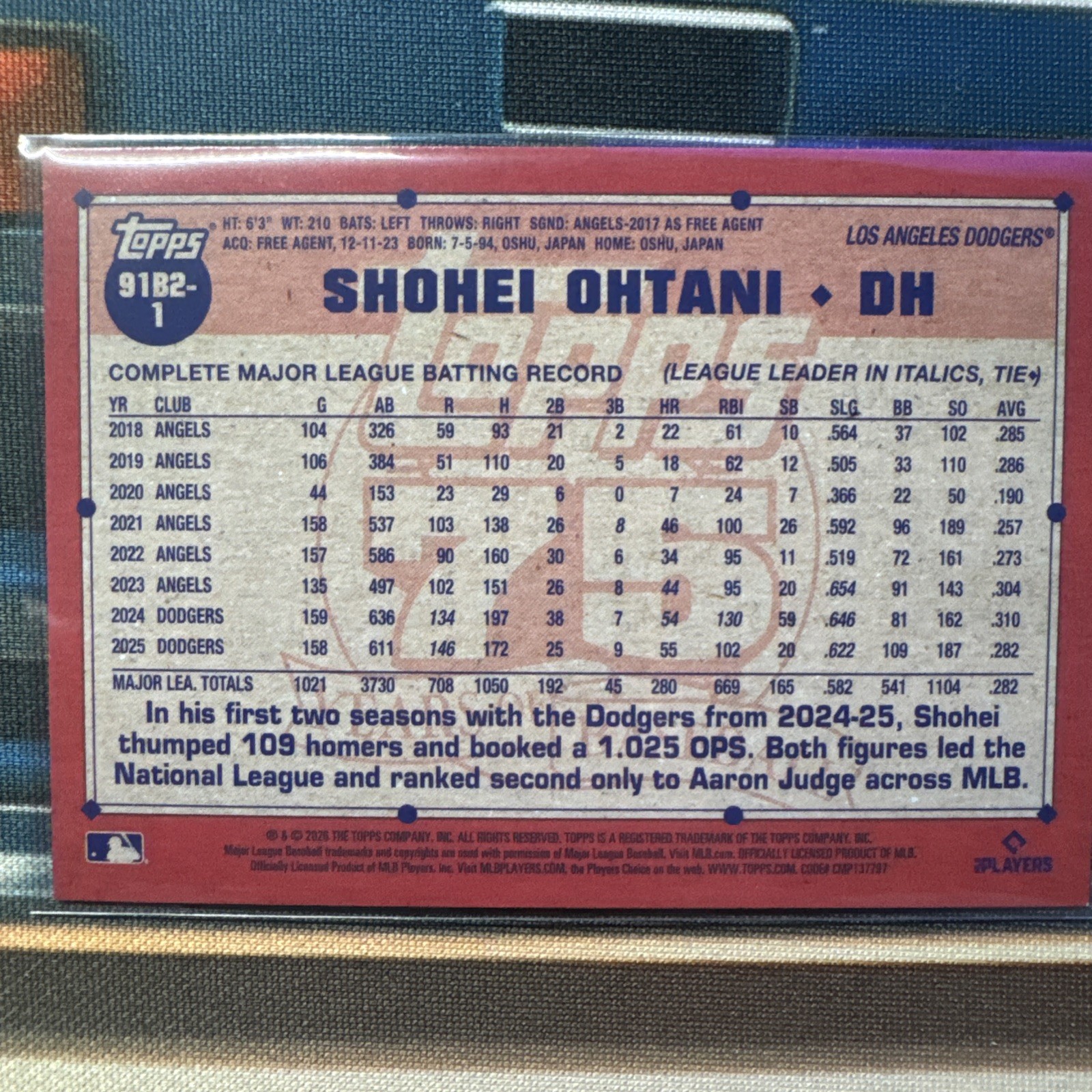 2026 Topps Series 2 Shohei Ohtani 1991 Crackle Foil 91B2-1 LA Dodgers