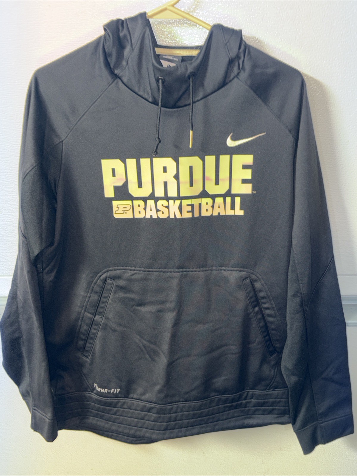 Nike Purdue Basketball Therma-FIT Hoodie Pullover Sweatshirt Small Black