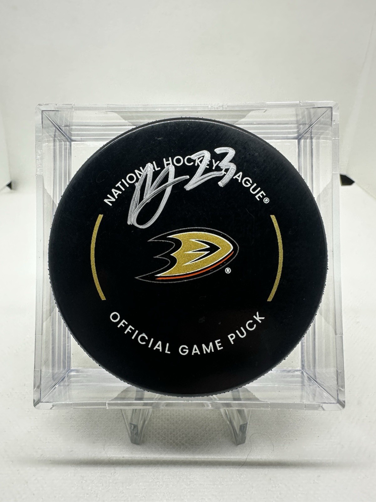 Mason McTavish Signed Autograph NHL Official Game Puck Anaheim Ducks Blues