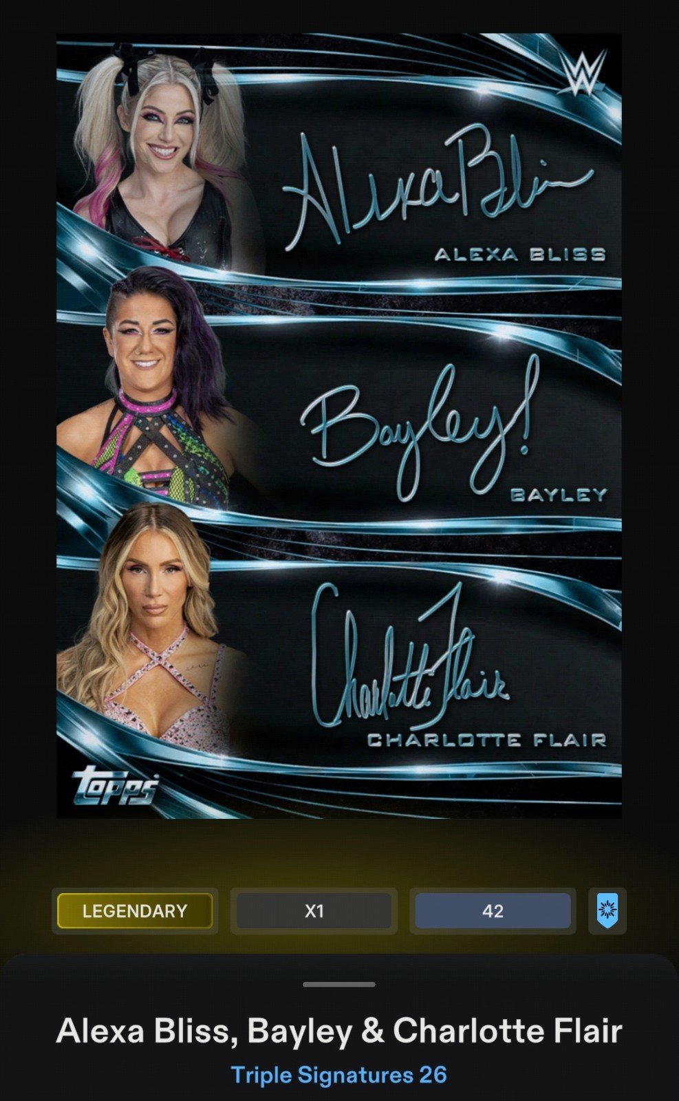 DIGITAL Alexa Bliss, Flair, Bayley Legendary Topps WWE Slam Triple Signature 26
