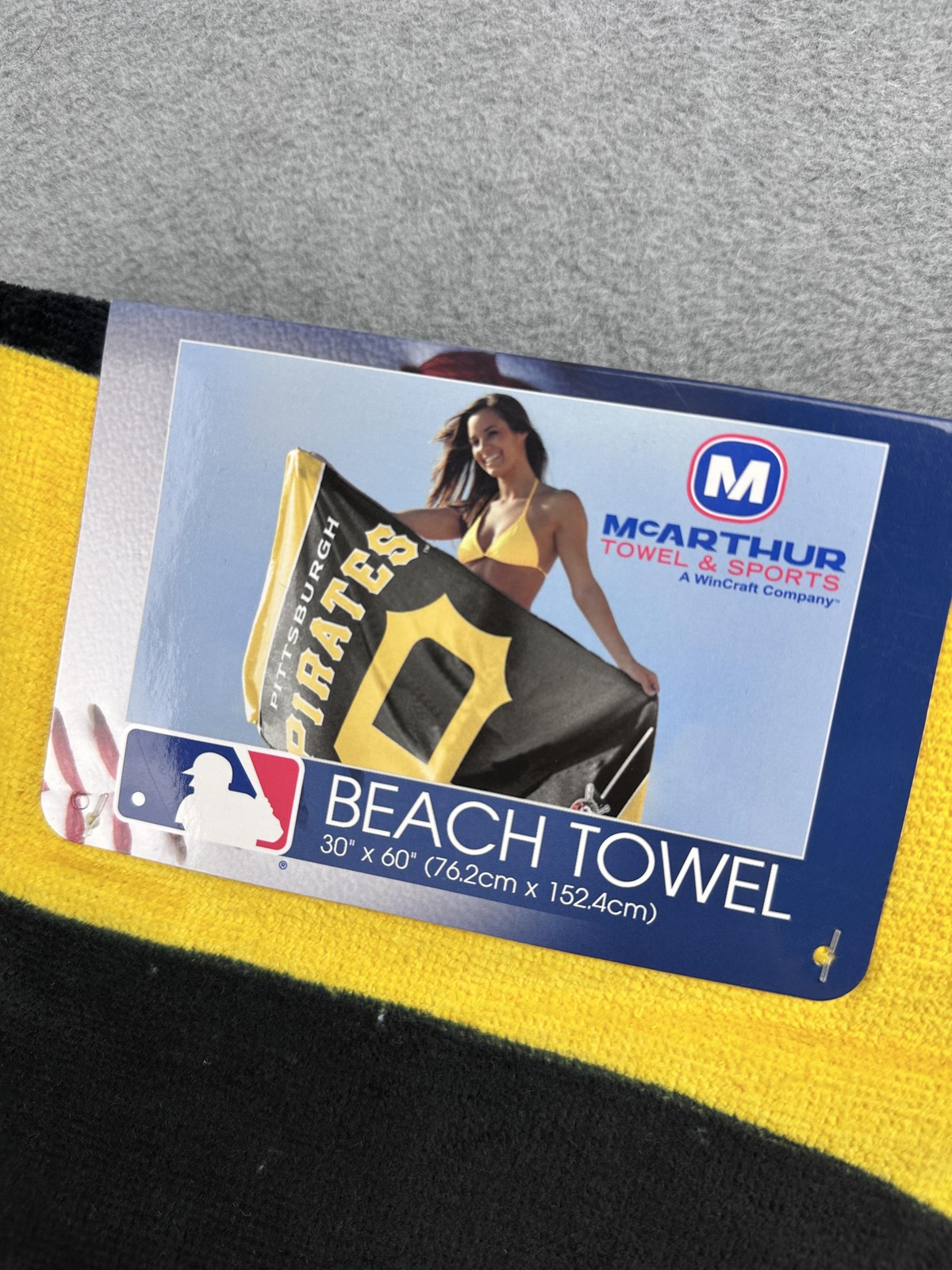 Pittsburgh Pirates Beach Towel One Size Yellow MLB Baseball McArthur Cotton NWT