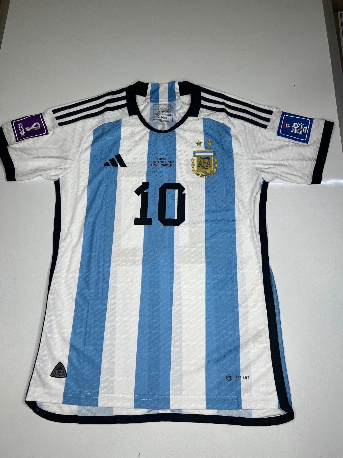 Lionel Messi SIGNED Argentina Final Game WORLD Cup Home Jersey+ COA